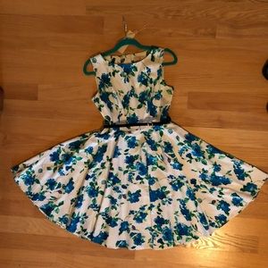 GRACE KARIN Boatneck Sleeveless Vintage Tea Dress with Belt. Size M.